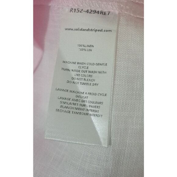 Solid And Striped Womens Medium 100% Linen Pink White Shorts Beach Vacation - Picture 7 of 8